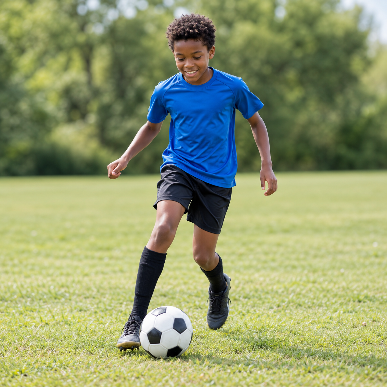 AI-generated photo of a child playing soccer